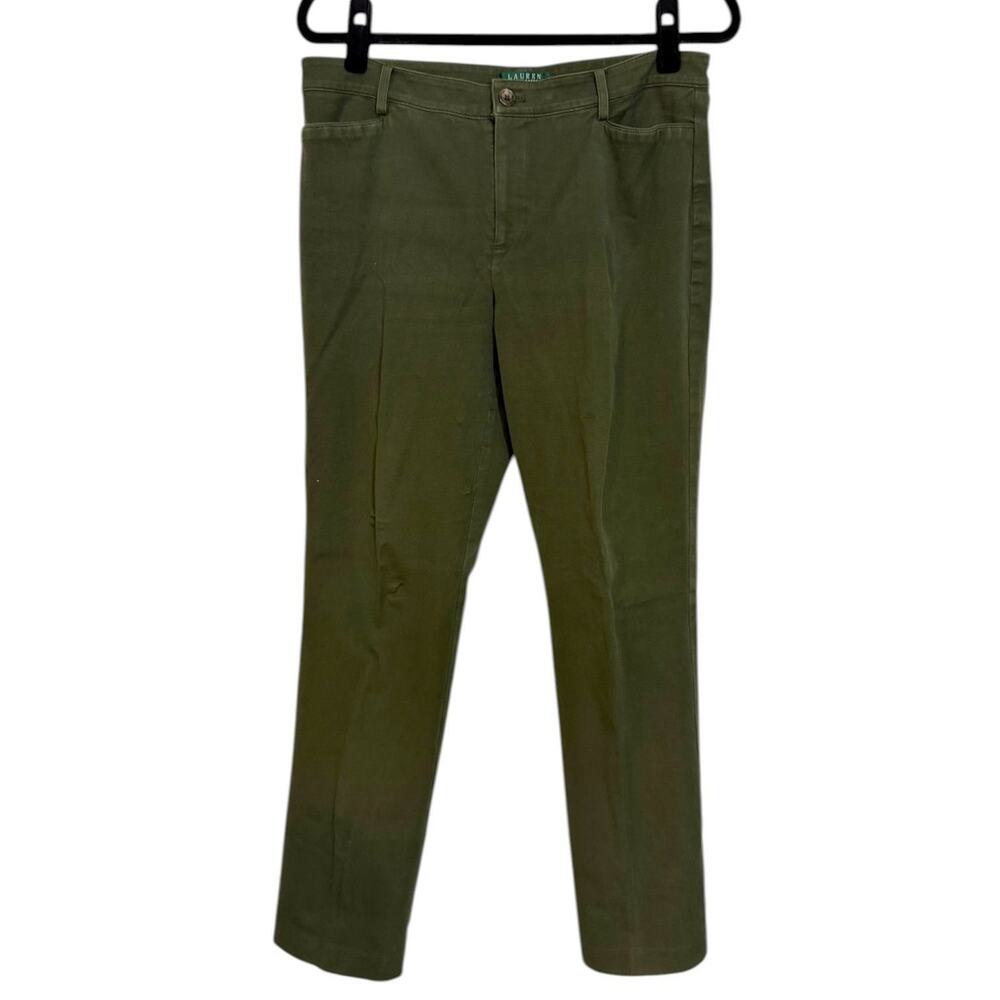 VTG 90S Y2K RALPH LAUREN JEANS CO OLIVE GREEN HIGH RISE STRAIGHT LEG PANTS 10